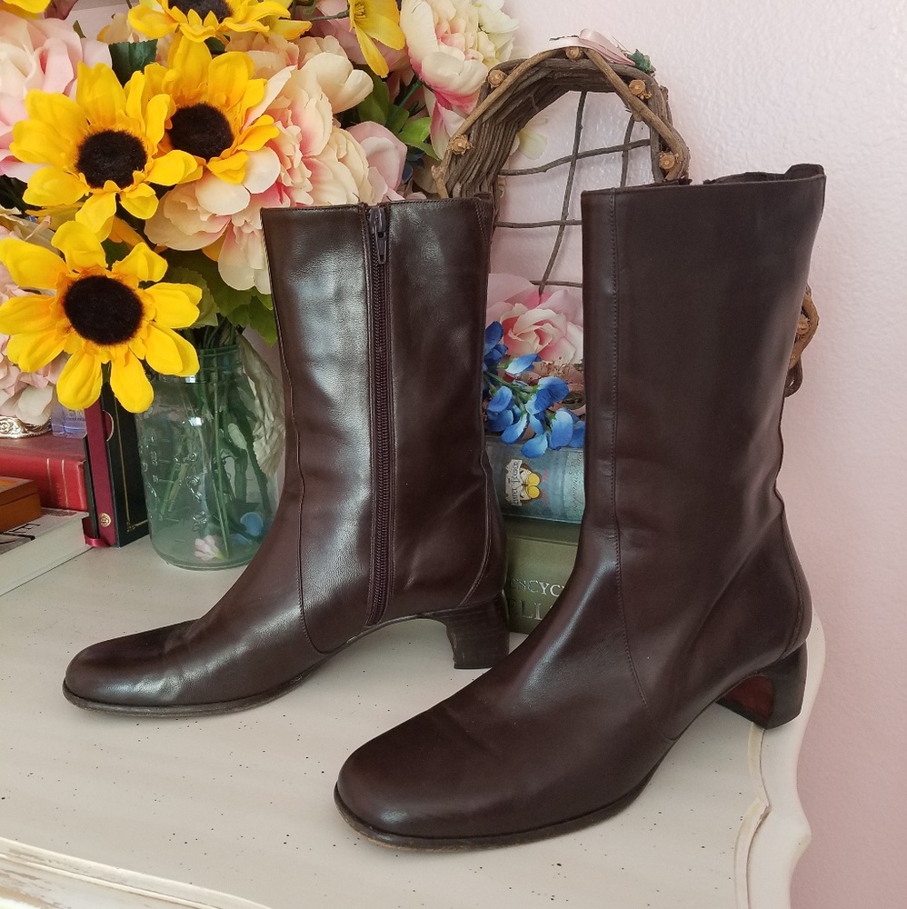 Cole Haan Brown Mid Calf Heeled Boots